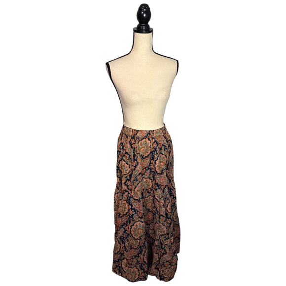 Vintage Exclusively for Signals Reversible Floral Paisley Maxi Skirt Size Small - Picture 2 of 8